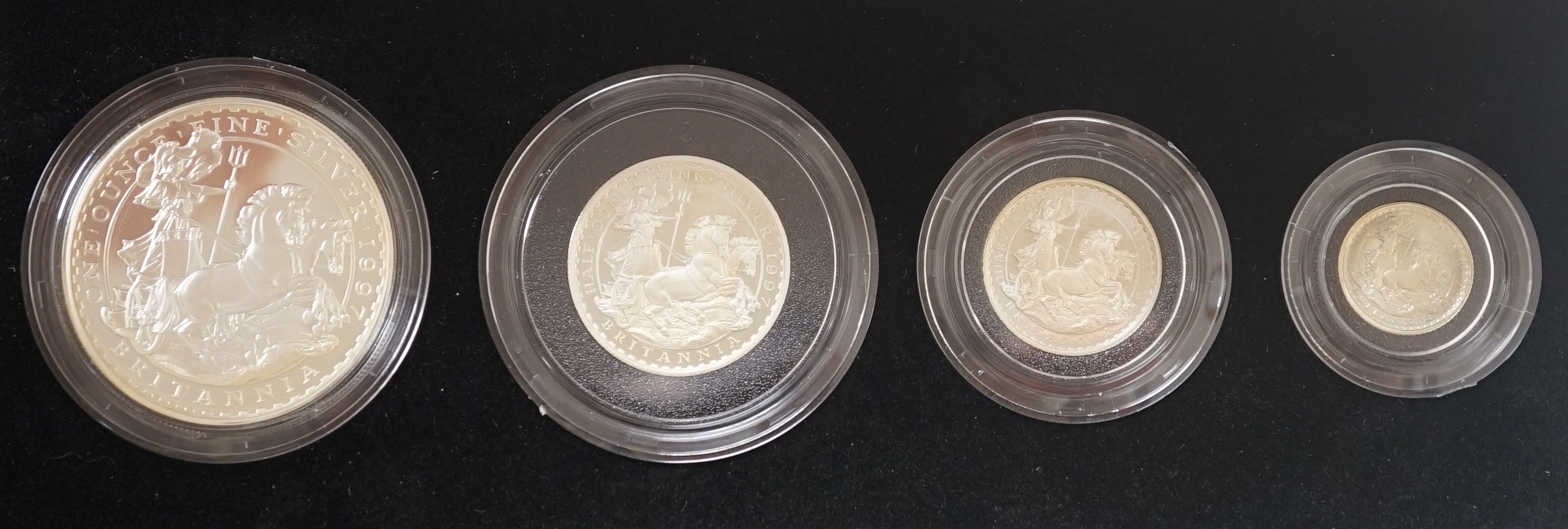 A cased Royal Mint UK Britannia silver proof four coin collection 1997